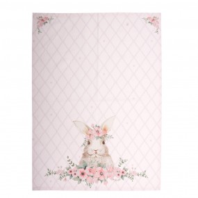 2FEB42-1 Tea Towel  50x70 cm Pink Cotton Rabbit Kitchen Towel