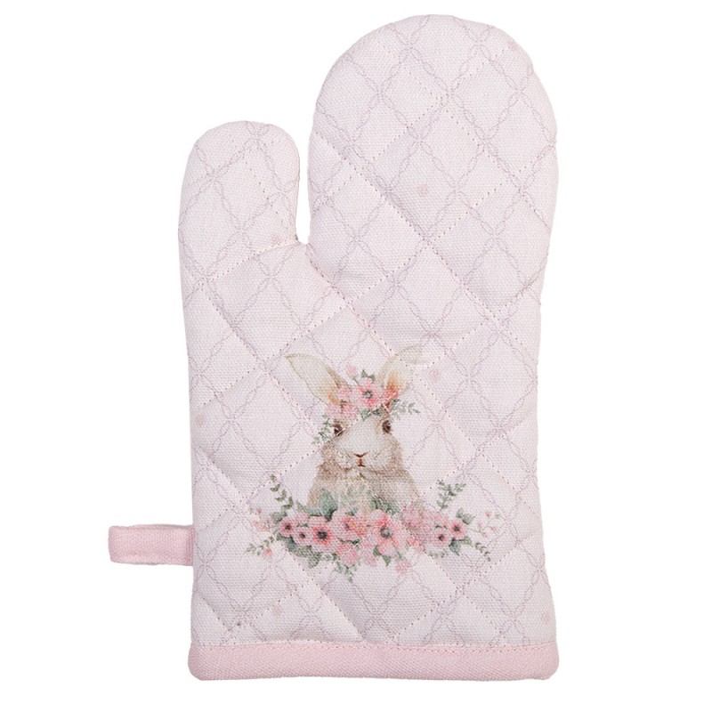 FEB44K Kinderofenhandschuh 12x21 cm Rosa Baumwolle Kaninchen