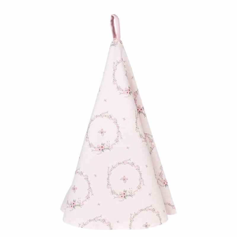 FEB48-1 Tea Towel  Ø 80 cm Pink Cotton Rabbit Round Kitchen Towel