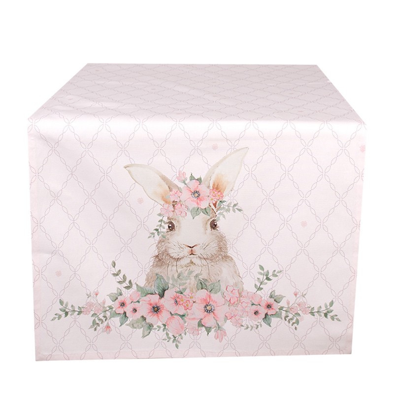 FEB64-1 Table Runner 50x140 cm Pink Cotton Rabbit Tablecloth