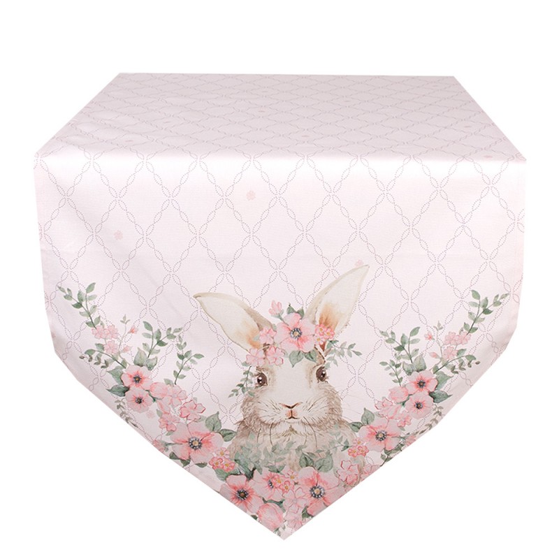 FEB65-1 Table Runner 50x160 cm Pink Cotton Rabbit Tablecloth