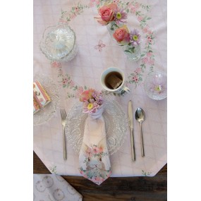 2FEB65-1 Tischläufer 50x160 cm Rosa Baumwolle Kaninchen Tischdecke