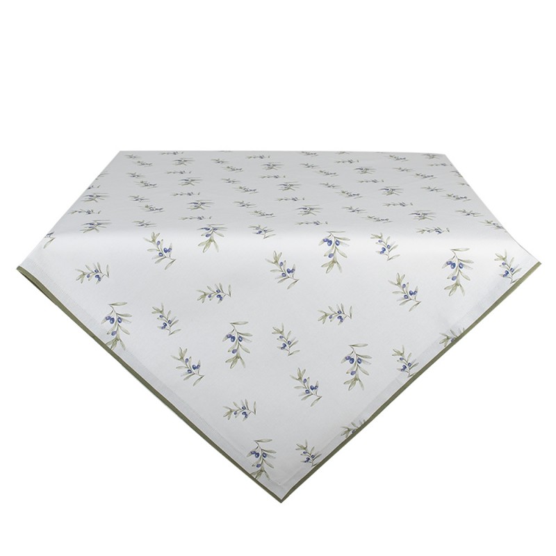 OLF01 Tablecloth 100x100 cm White Cotton Olives Table cloth