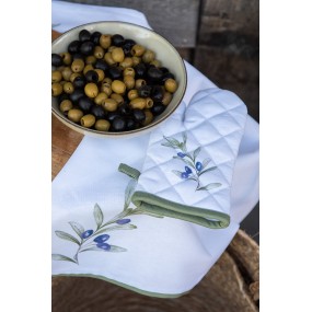 2OLF05 Tischdecke 150x250 cm Weiß Baumwolle Oliven Tischtuch