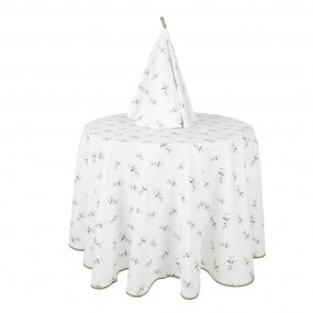 2OLF07 Tablecloth Ø 170 cm White Cotton Olives Round Table cloth