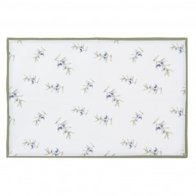 2OLF40 Placemats Set of 6 48x33 cm White Cotton Olives