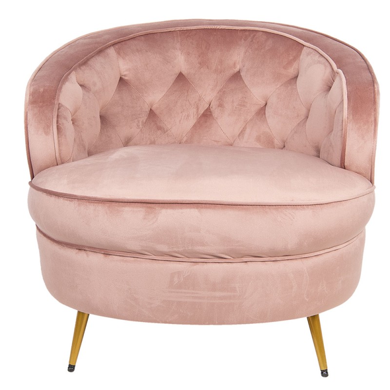 50350P Armchair with Armrest 74x81x71 cm Pink Metal Textile Round Living Room Chair