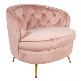 250350P Armchair with Armrest 74x81x71 cm Pink Metal Textile Round Living Room Chair