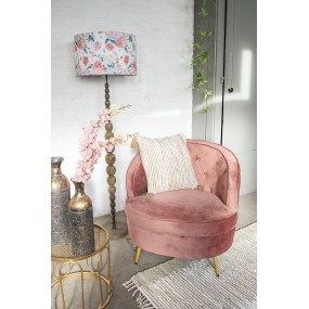 250350P Fauteuil avec accoudoir 74x81x71 cm Rose Métal Textile Rond Chaise de salon