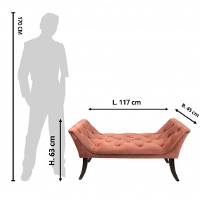 250553P Bench 2-Zits Pink Textile Dining Bench