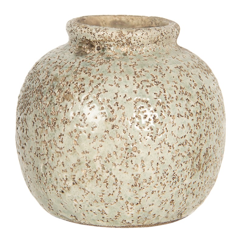 6CE1216 Vaso  8 cm Marrone Ceramica Rotondo Fioriera per interni