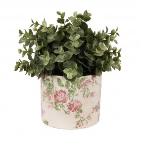 26CE1623S Planter Ø 12x10 cm Beige Pink Ceramic Flowers Indoor Planter