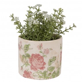 26CE1623XS Planter Ø 11x9 cm Beige Pink Ceramic Flowers Indoor Planter