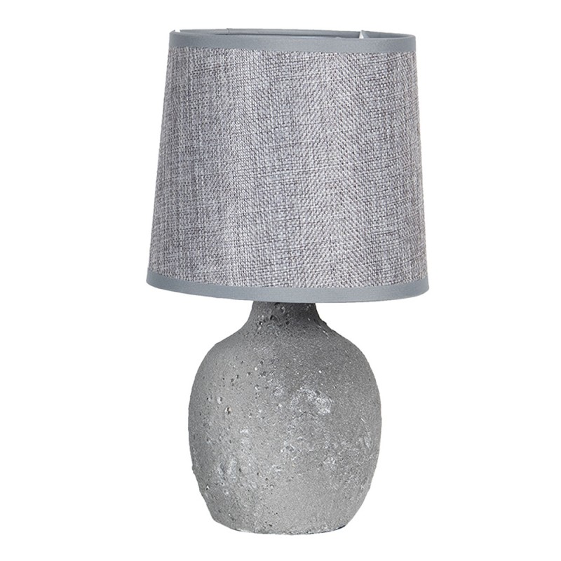 6LMC0014 Table Lamp Ø 15x26 cm  Grey Ceramic Round Desk Lamp