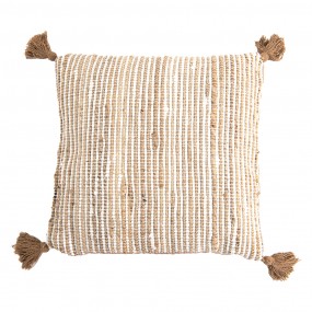 2KG023.118 Decorative Cushion 45x45 cm Beige Brown Cotton Square Cushion Cover with Cushion Filling