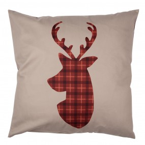 2TX21 Housse de coussin 45x45 cm Rouge Marron Polyester Cerf Housse de coussin décorative