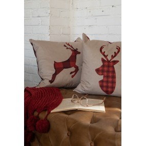 2TX21 Kussenhoes  45x45 cm Rood Bruin Polyester Hert Sierkussenhoes