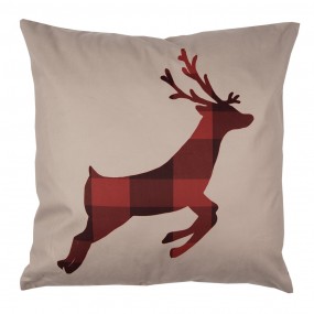 2TX22 Cushion Cover 45x45 cm Red Brown Polyester Deer Pillow Cover