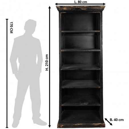 Distressed black store bookcase