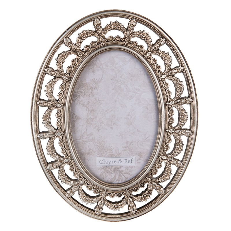 2F0925 Photo Frame 10x15 cm Silver colored Plastic Oval Picture Frame