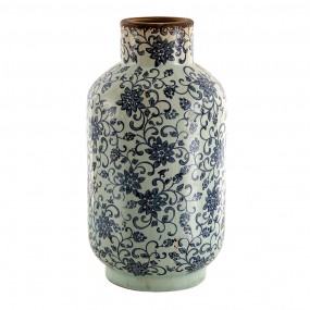 26CE1379 Vase Ø 17x31 cm Blue Green Ceramic Flowers Round Decorative Vase