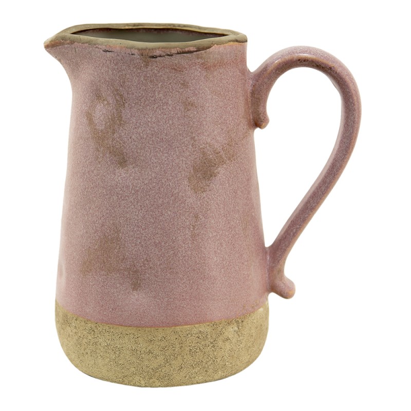 6CE1381L Dekorative Kanne 2200 ml Rosa Beige Keramik Dekoration Vase