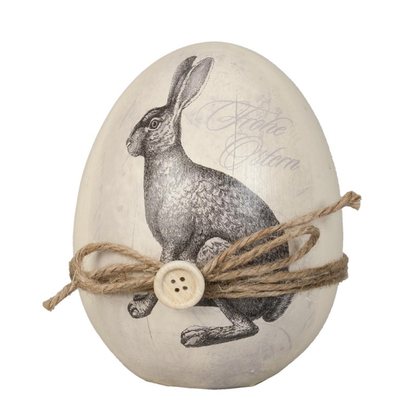 6PR0515 Figurine Rabbit Ø 12x14 cm Beige Grey Polyresin Rabbit Oval Home Accessories