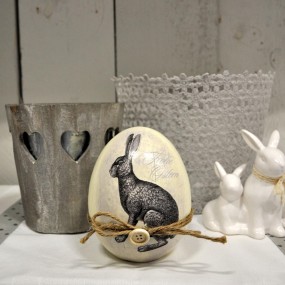 26PR0515 Figurine Rabbit Ø 12x14 cm Beige Grey Polyresin Rabbit Oval Home Accessories