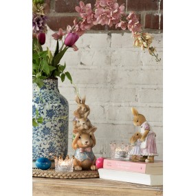 26PR3325 Figurine Rabbit 9x8x17 cm Brown Pink Polyresin Home Accessories