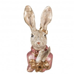 26PR3887 Figurine Rabbit 11x12x24 cm Beige Pink Polyresin Home Accessories