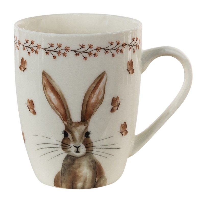 REBMU Mug 350 ml Beige Brown Porcelain Rabbit Tea Mug
