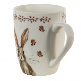 2REBMU Mug 350 ml Beige Brown Porcelain Rabbit Tea Mug