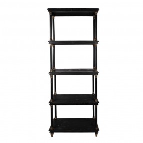 25H0679Z Bookcase 80x40x210 cm Black Wood Shelving Unit
