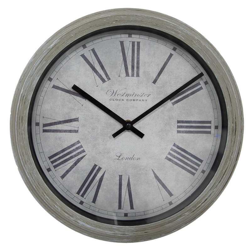 6KL0805 Wall Clock Ø 30x4 cm Grey Plastic Glass Hanging Clock