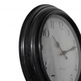 26KL0809 Wall Clock Ø 30x4 cm Black Grey Plastic Glass Hanging Clock