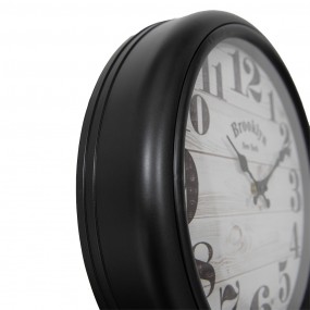 26KL0810 Wall Clock Ø 40x7 cm Black Beige Plastic Glass Hanging Clock