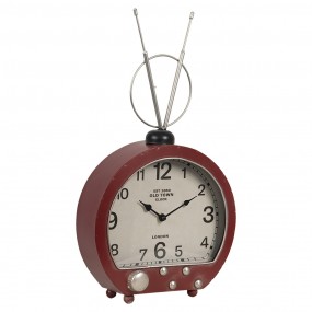 26KL0679 Table Clock 26x10x47 cm Red Metal Round Indoor Table Clock