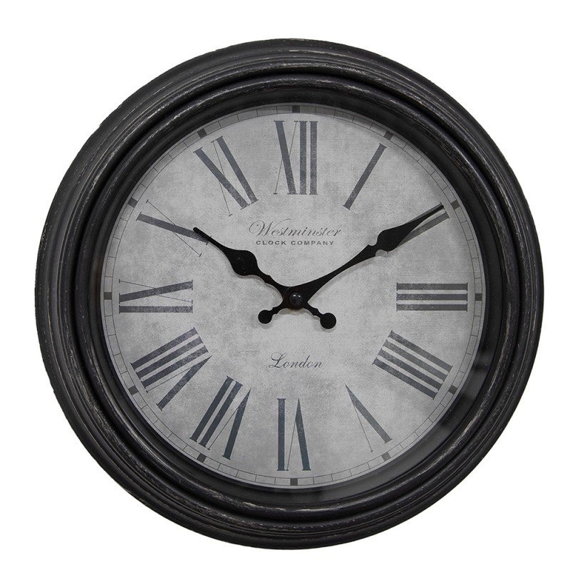 6KL0807 Wall Clock Ø 29x5 cm Brown Grey Plastic Glass Hanging Clock