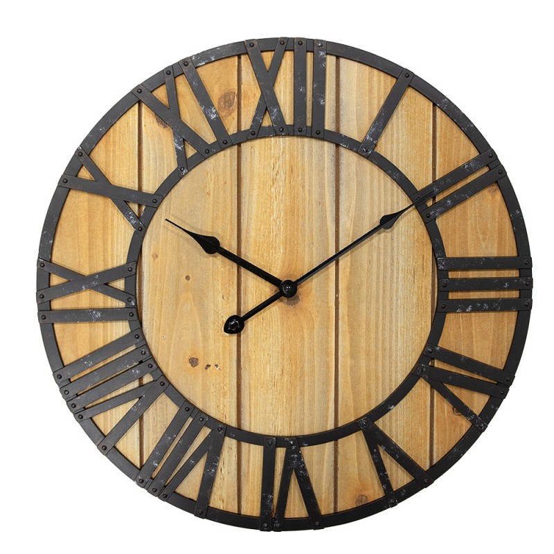 6KL0812 Wall Clock Ø 46x5 cm Brown Wood product Hanging Clock