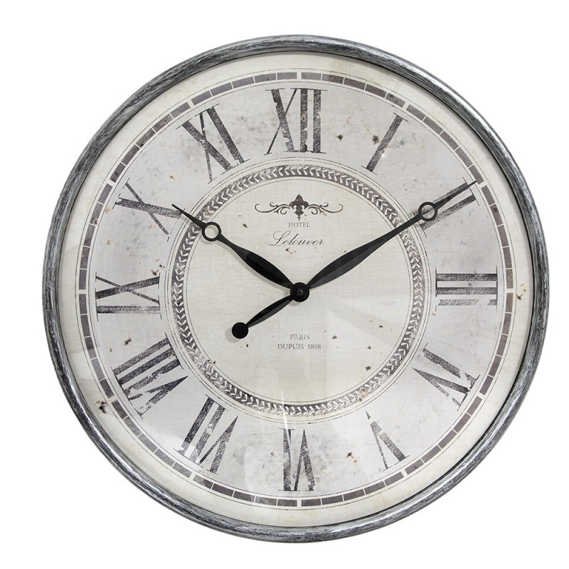 6KL0815 Wall Clock Ø 50x6 cm Grey Beige Plastic Glass Hanging Clock