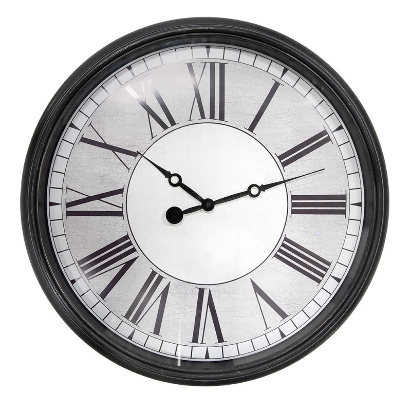 6KL0817 Wall Clock Ø 58x8 cm Black Grey Plastic Glass Hanging Clock
