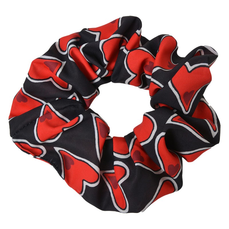 JZCO0020 Elastico per capelli scrunchie Rosso Nero  Sintetico Cuoricini