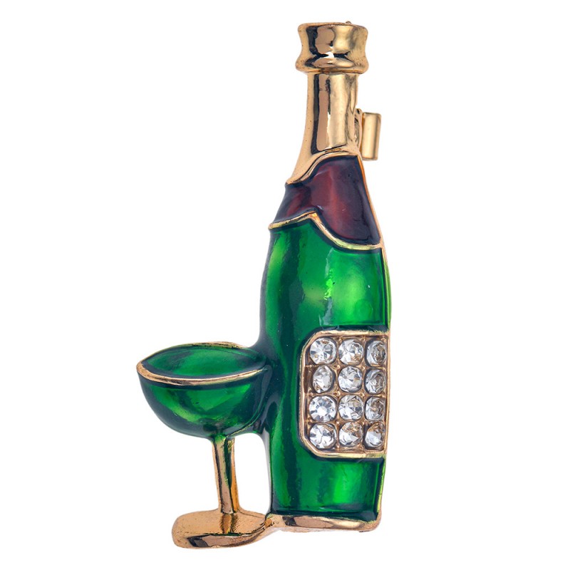 JZPI0083 Spilla da donna Calice da vino Verde Metallo Spilla