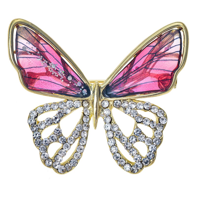 JZPI0089 Damenbroche Schmetterling Rosa Metall Brosche