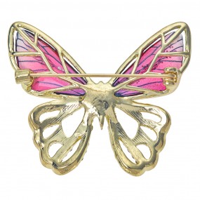 2JZPI0089 Damenbroche Schmetterling Rosa Metall Brosche