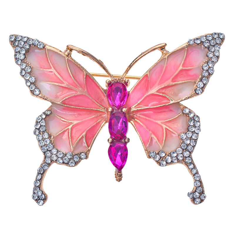 JZPI0092 Damenbroche Schmetterling Rosa Metall Brosche