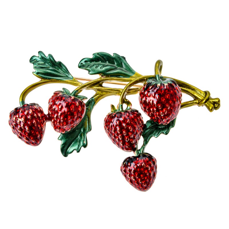 JZPI0093 Women's Brooch Strawberries Red Metal Brooch