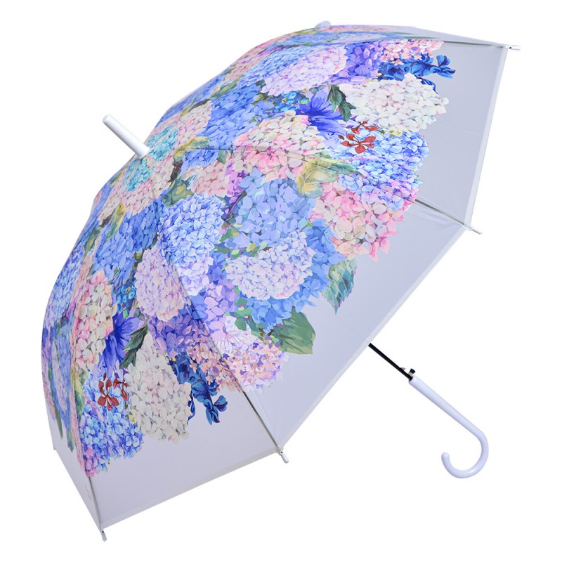 JZUM0067W Adult Umbrella 60 cm White Plastic Hydrangea