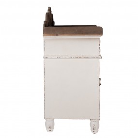 25H0667 Nightstand 48x39x89 cm White Wood Storage Cabinet