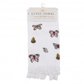 2CTBPD Gästehandtuch 40x66 cm Weiß Rosa Baumwolle Schmetterlinge Toiletten Handtuch